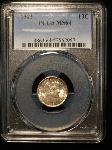 1913 10c Barber Dime PCGS MS64