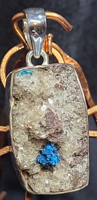 Cavansite On Stilbite, Pune India - Sterling Silver Pendant Handmade