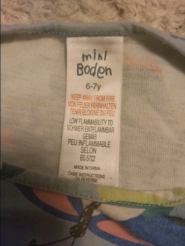 Mini Boden Girls 6-7 Dress Butterfly Bee Spring Light Blue Applique Colorful - Picture 4 of 4