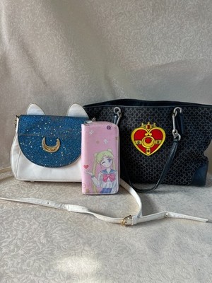 Magical Girl Anime Accessory Lot Cute White Cat Crossbody Bag Pink Wallet Set