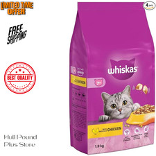 7.6kg Whiskas 7+ Senior Complete Dry Cat Food Biscuits Chicken (4x1.9kg) 3.29 per kilo