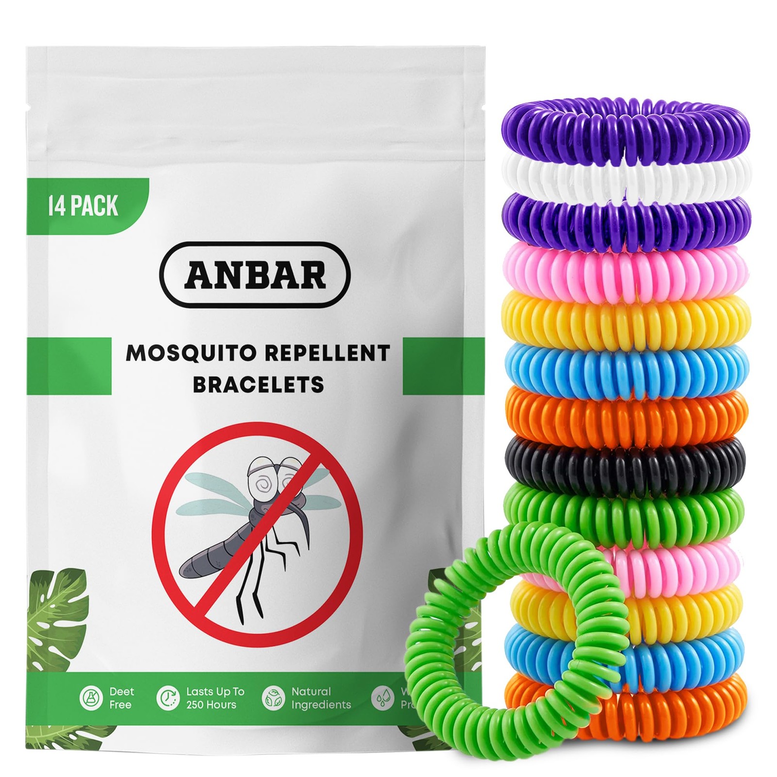 Anbar Mosquito Repellent Bracelets Bands for Adults and 1 count (Pack of 14)