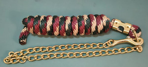 Horse LEAD ROPE w/ Swivel chain & snap, Tri color!