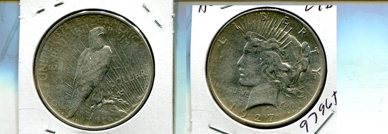 1927 D PEACE SILVER DOLLAR AU 9796T
