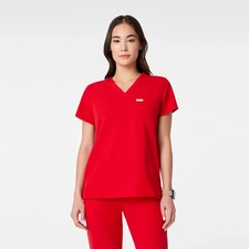 New Figs Lunar New Year Catarina One-Pocket Scrub Top- Pop Red Free Shipping