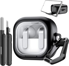 TPU Clear Case for Galaxy Buds 4 4 Pro 2026 with Lock Stand Keychain Black