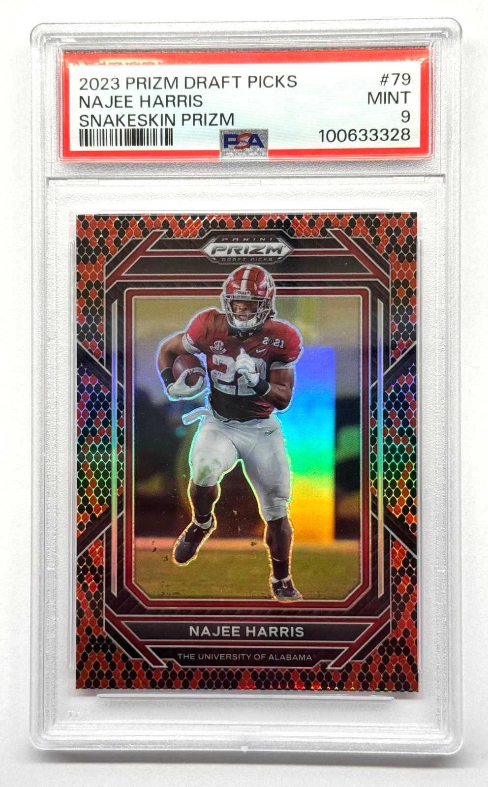 2023 Panini Prizm Draft Picks Najee Harris Snakeskin Case Hit Alabama PSA 9 MINT