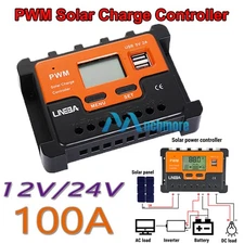 100A LCD Display PWM Solar Panel Regulator Charger Controller 12V/24V/48V System