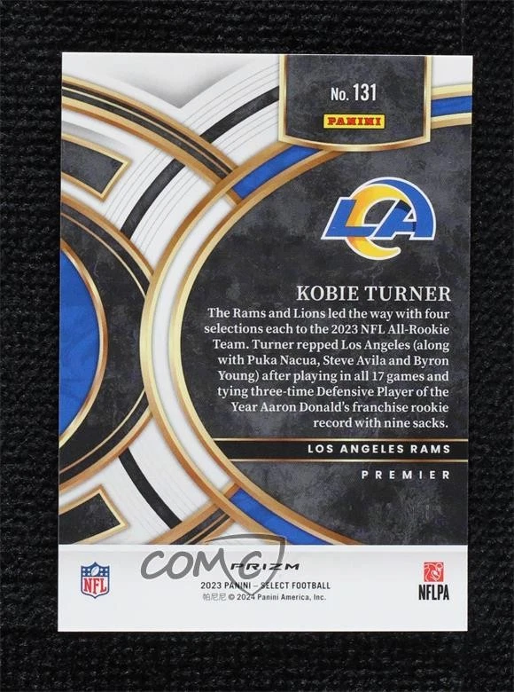 2023 Panini Select Premier Level Gold Prizm /10 Kobie Turner #131 Rookie RC - Image 2 of 2