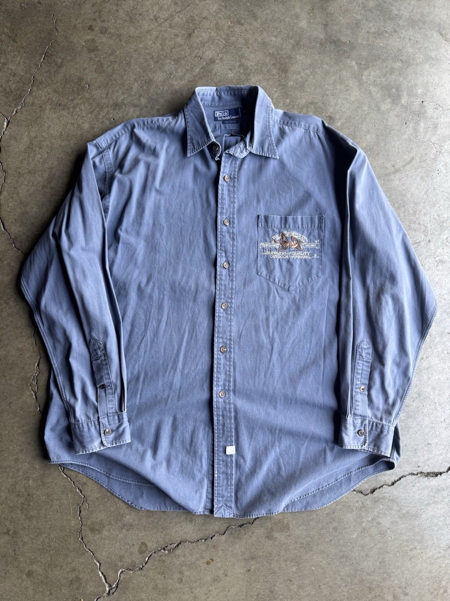 Vintage Polo Ralph Lauren Sportsman Duck Hunting Shirt sz XL Blue