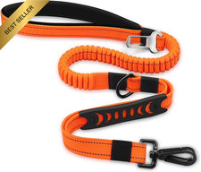 Bungee Dog Leads with Car Seat Belt Buckle, Multipurpose Reflective Dog Leash wi