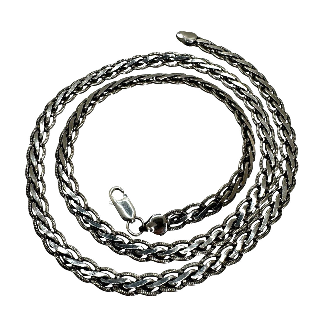 Solid Sterling Silver 7mm Braided Style Chain Nec… - image 3