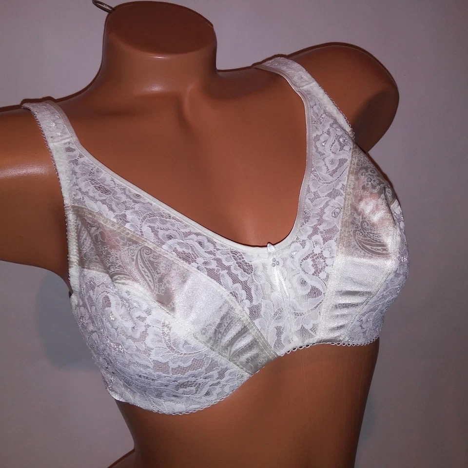 Комплект из 2 бюстгальтеров Wacoal 34D винтажный минимизатор без подкладки бежевый слоновая кость кружевная отделка нижнее белье - Изображение 2 из 4
