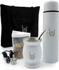 Complete Yerba Mate Kit - Includes Mate Cup, Straw (Bombilla), 750Ml Thermos, Ba