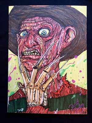 Freddy Krueger Nightmare On Elm Street Horror Art 11x14 Portrait Hand Drawn OOAK