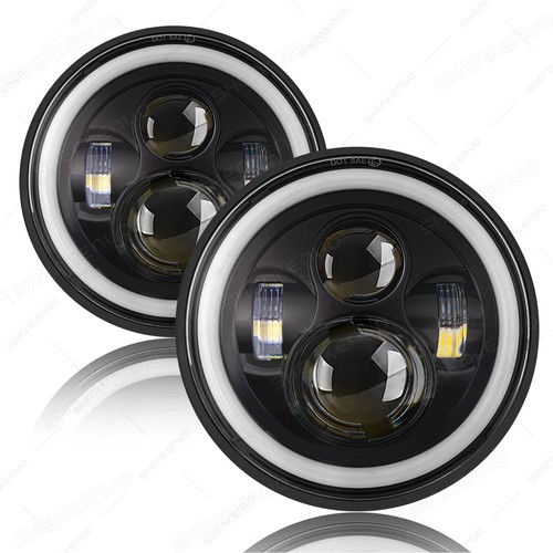 For Mazda Miata MX5 90-97 RX7 79-85 Pair 7" inch LED Headlights Halo Angel Eyes - Picture 2 of 14