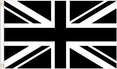 Union Jack schwarz & weiß Polyester Flagge - Größenwahl