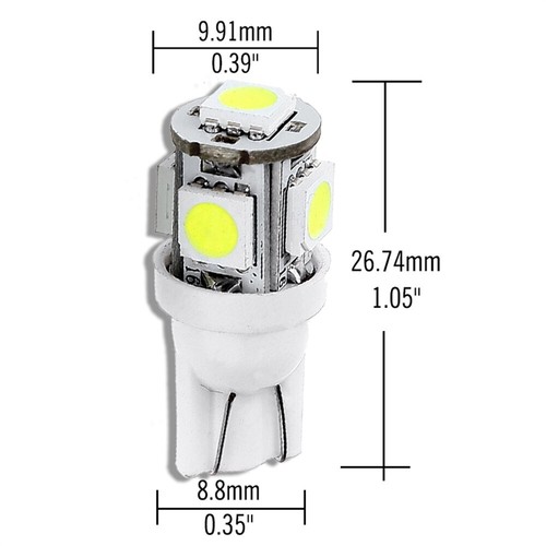 100X White T10 5050 5 SMD Wedge LED Bulbs Car Instrument Gauge Dash Light Lamps - Picture 5 of 6