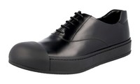 Prada Leder Oxford Sneaker Cap Toe Schuhe - 2EG221 - Schwarz - Neu - 6 40