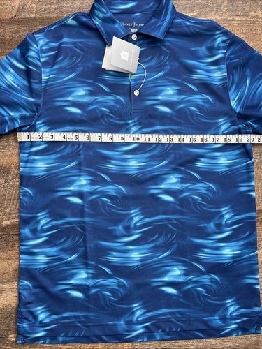 Hickey Freeman Vortex Tech Pique Golf Polo Men's Small Blue Performance UPF - Picture 10 of 10