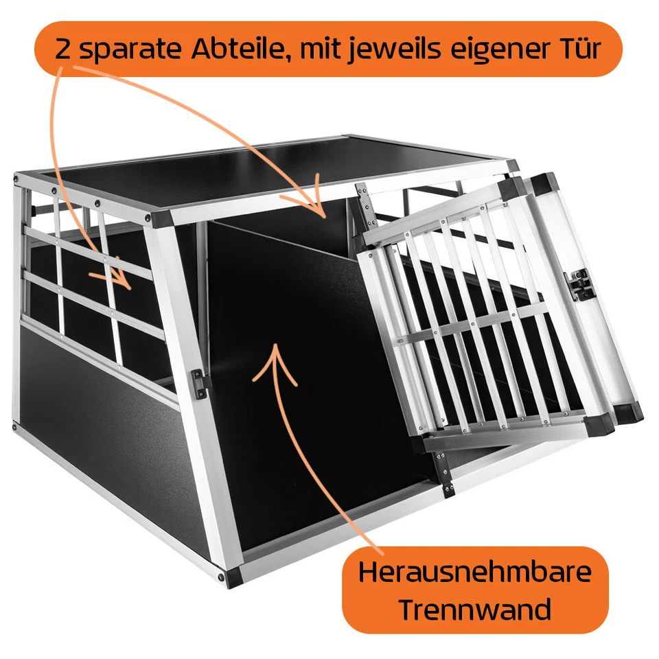 Hundetransportbox Auto Hundebox Alu Transportbox Aluminium 89 x 69 x 50 Petigi - Bild 2 von 4