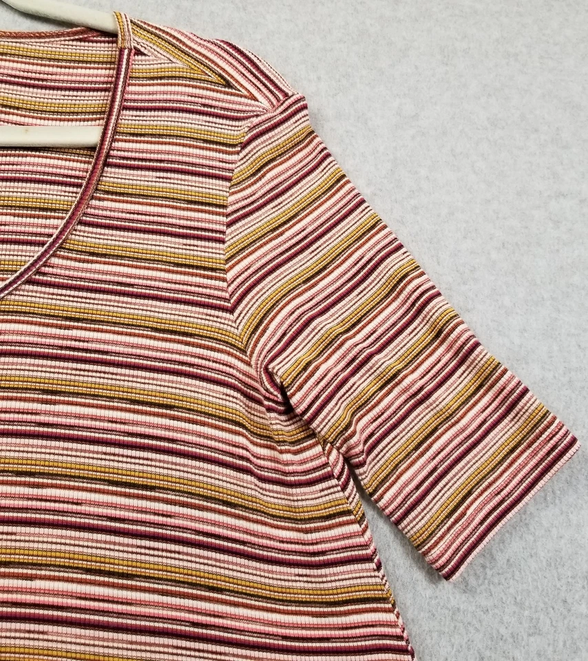 Camiseta American Apparel Mini Vestido Columpio Para Mujer Pequeña Rayas Manga Corta Acanalado Foto 3 de 4