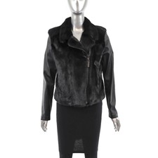 Ranch Mink Jacket With Leather Sleeves- Size S