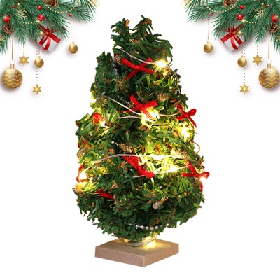 Lighted Christmas Tree for Desk Mini 1/12 Realistic Doll House Ornaments 