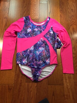 NWT Girls Danskin  Gymnastics Long Sleeve Leotard Pink & Purple Size XXL 18