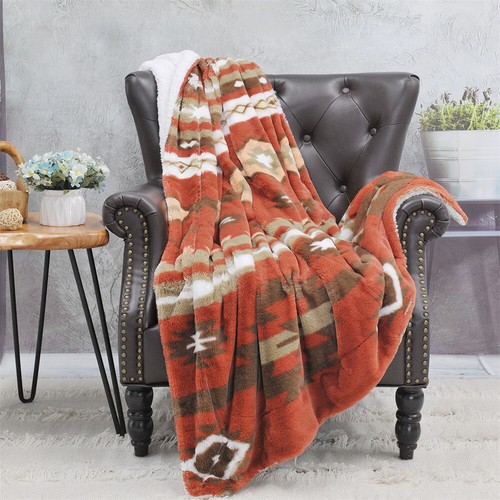 Southwest Sherpa Fleece Throw Blanket Ultra Soft Reversible Cozy Plush Blanket - Picture 21 of 32