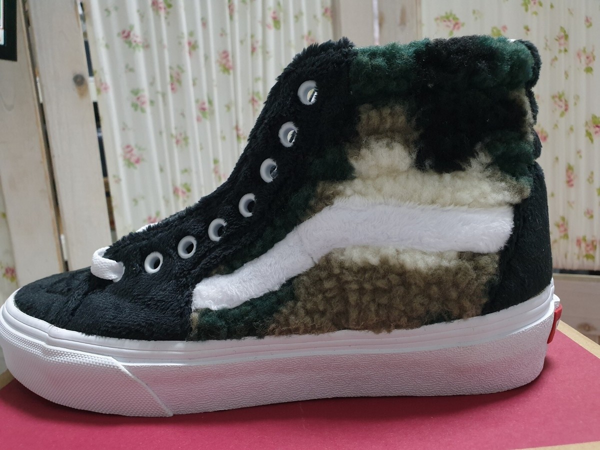 Classic Vans Sk8 Shoes High Tops Skateboard Tall Platform Sherpa M 6.5 6 1/2 W 8 Vans Skate Sk8-Hi Skateboard Shoe - Black/Black main image 4
