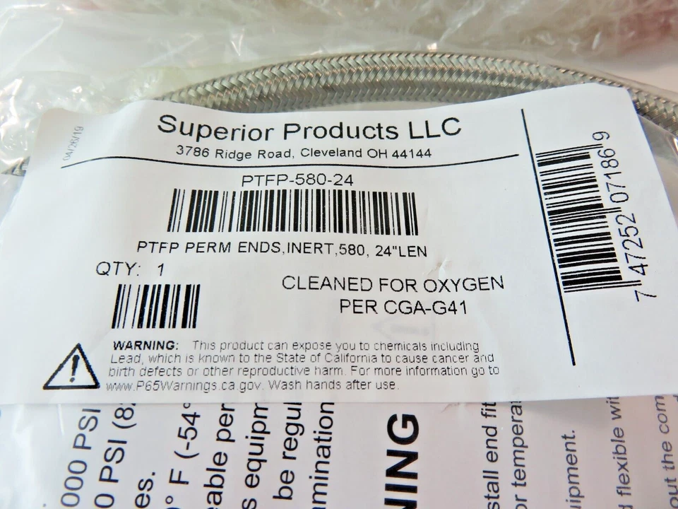 (2) Manguera Superior 261666-01 1x1 colector óxido nitroso (N2O) PTFP-580-24 Foto 2 de 4