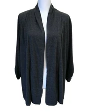 Lightweight Cardigan Sweater, Size XL, Gray, Roll-tab Sleeves, Allison Brittney
