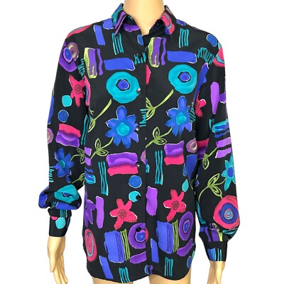 Vintage Lori Of California By AM Casuals Womens S Floral Button Up Blouse Shirt