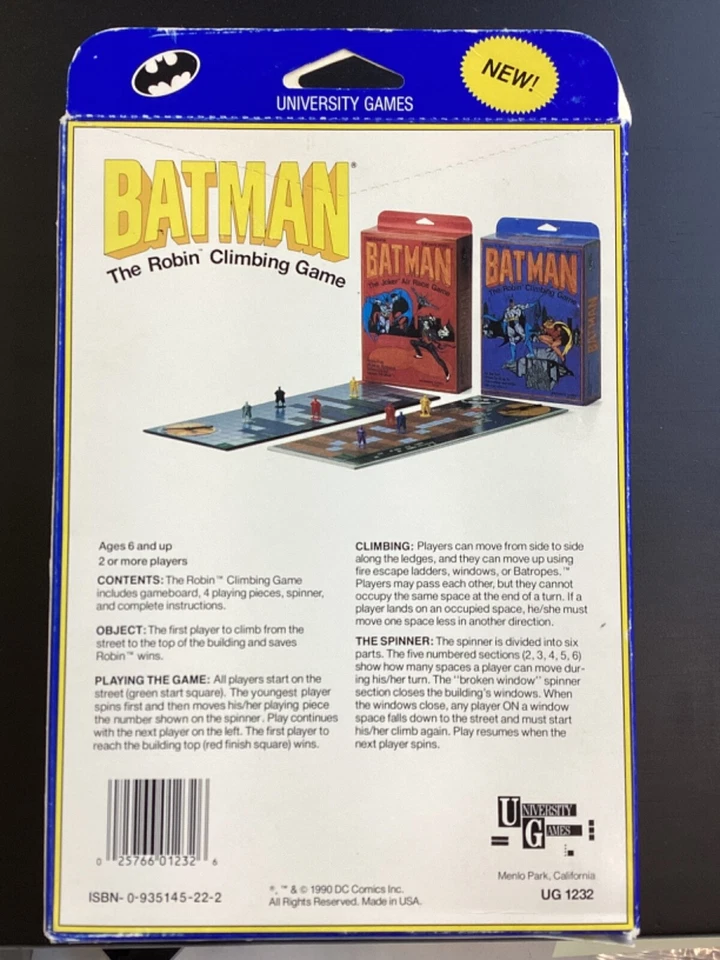 1990 年蝙蝠侠 - 罗宾攀岩游戏 - 大学游戏工厂密封 - 全新带盒 — 第 2/2 张图片
