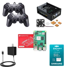 Raspberry Pi 5 4GB Complete Retro Gaming Console Kit 512GB MicroSD Controllers