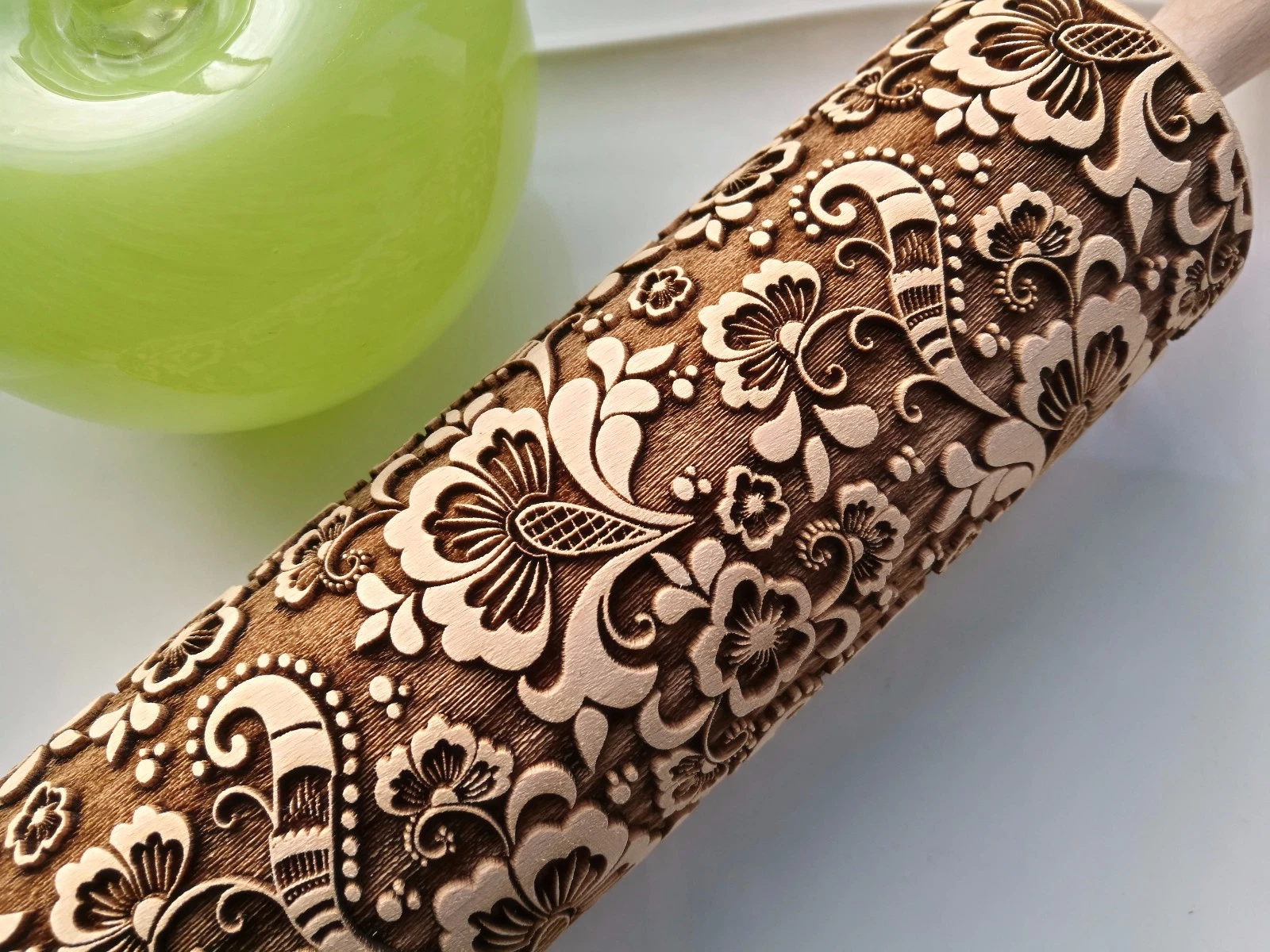 Paisley Engraved Rolling Pin Carved Mold Cookie cutter Embossed rolling pin
Opens in a new window or