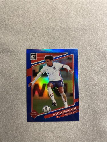 Weston McKennie [Optic Blue] #167 2021 Panini Donruss Road to Qatar card