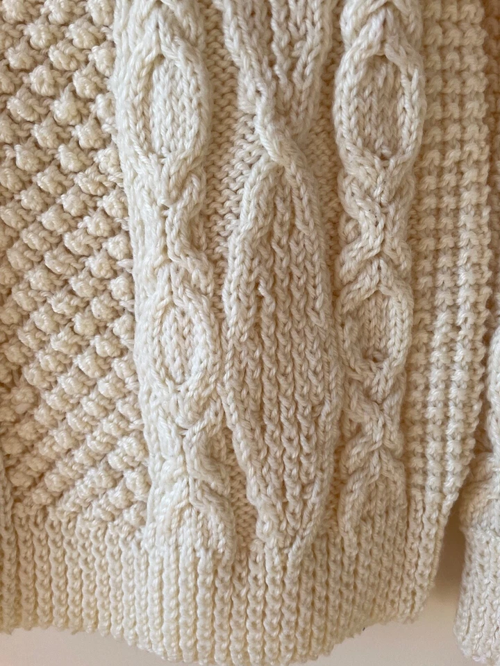 Gorgeous Hand Knitted Aran Fisherman's Sweater Cream Unisex - Image 4 of 4