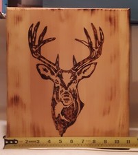 Art Wood Burning Of Deer 11 X 12.5 hand made