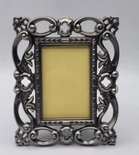 Ornate Victorian Scroll Style Metal Picture Frame • 2X3 Photo • Dual Orientation