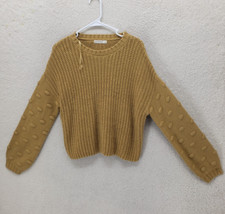 Moon Madison Women Sweater Medium Yellow 100 Acrylic Long Sleeve Knit Pullover