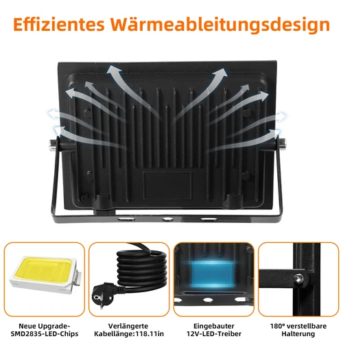 LED Fluter Stecker Außen Strahler Arbeitsleuchte Baustrahler Scheinwerfer Garten - Bild 94 von 251