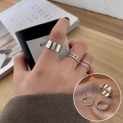 Fashion Opening Silber Verstellbare Ringe 3-Teiliges Set Damen