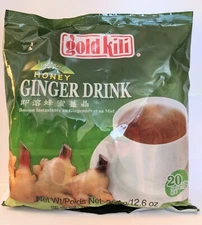 Gold Kili Natural Instant Honey Ginger Tea Drink, 360g Bag (20 Sachets)