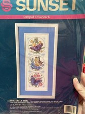 sunset stamped cross stitch kit  13035 Butterfly Trio.