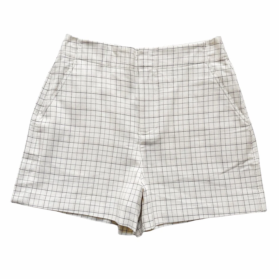 NWT Joie Womens Ivory Plaid Casual Flat Front Pocket Dressy Chino Shorts Size 2 - Image 2 of 4