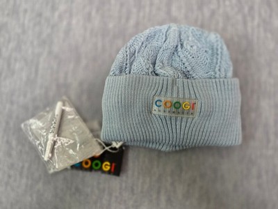 Vintage Authentic Coogi Beanie Size Large Skully Hat Blue Sky Knit Australia