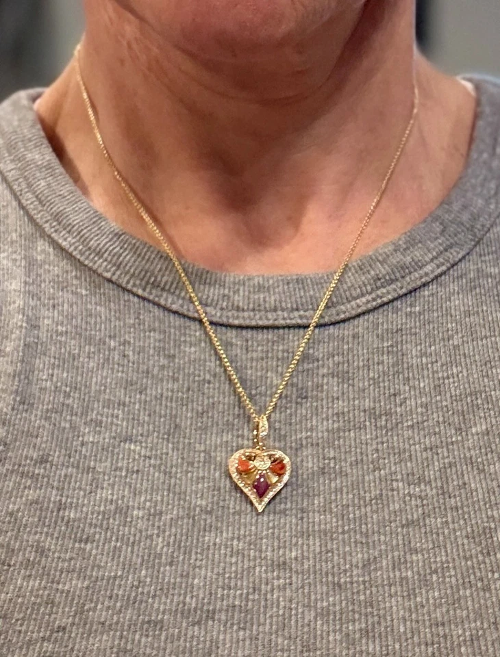 Precioso! Collar Corazón Diamante Oro 14k 18" .32CTW 8.7 gm ¡y Caja Original! Foto 4 de 4