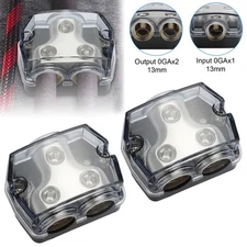 2X 2Way Distribution Block 0 Gauge In Out Car Audio Amp Power Ground Distributor